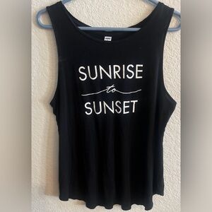 Old Navy Black Graphic Muscle Tank with White 'SUNRISE to SUNSET' Text